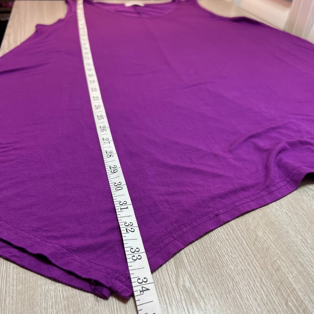 Larace Tunic Tank Top Womens XL fits to 2X Purple Sharkbite Hem V-Neck Sleeveles - Picture 7 of 9